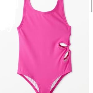 Hanna Andersson Bright Pink Girls' One-Piece Swimsuit with Flower Cutout